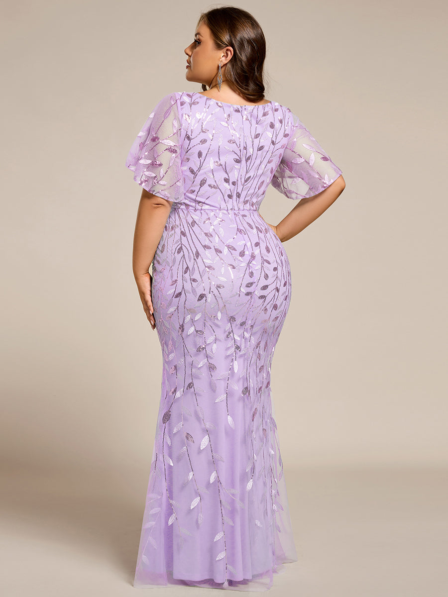 ever DIONE|Gorgeous V Neck Leaf-Sequined Fishtail Party Dress