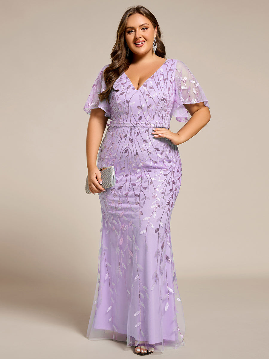 ever DIONE|Gorgeous V Neck Leaf-Sequined Fishtail Party Dress