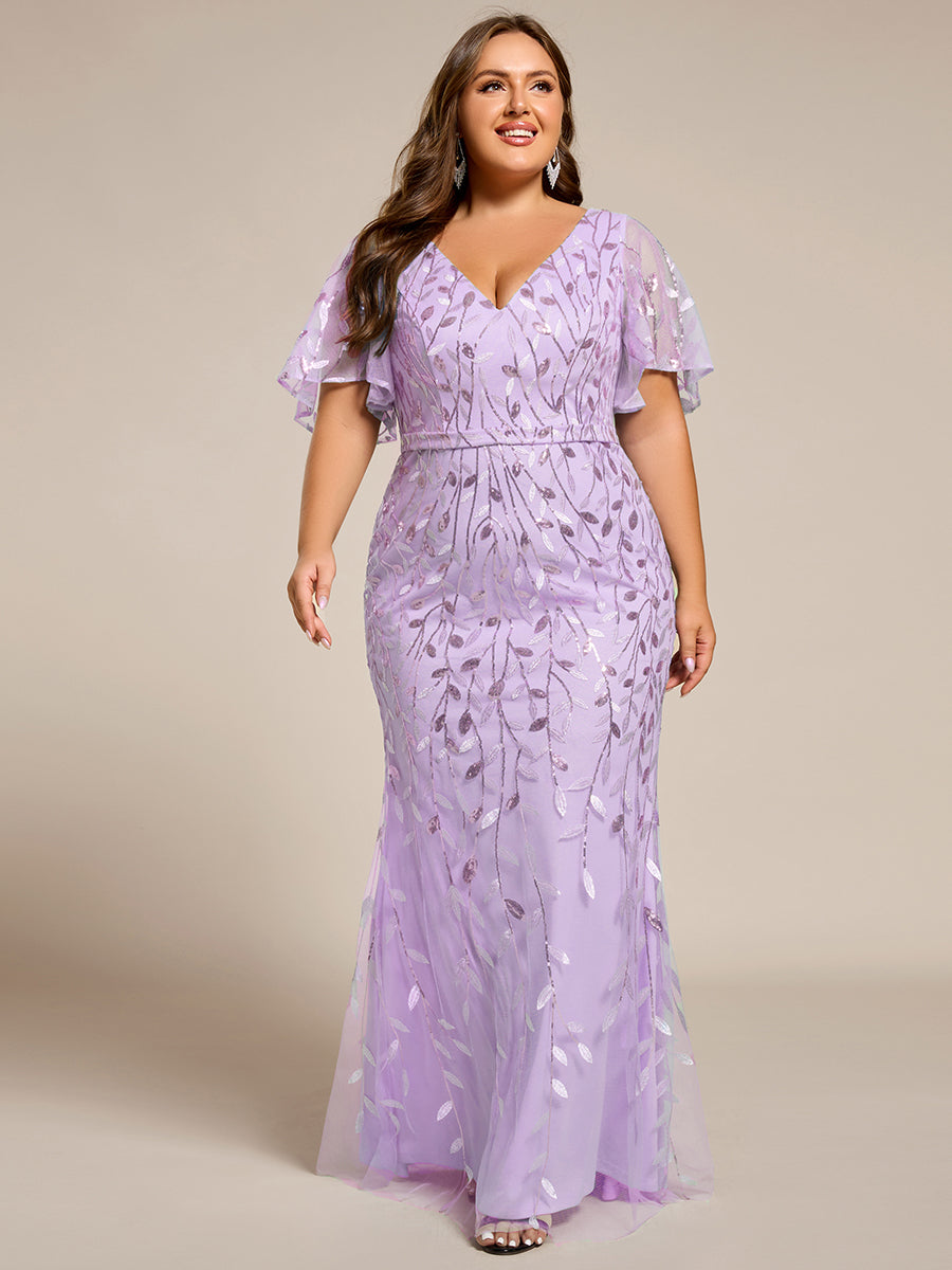 ever DIONE|Gorgeous V Neck Leaf-Sequined Fishtail Party Dress