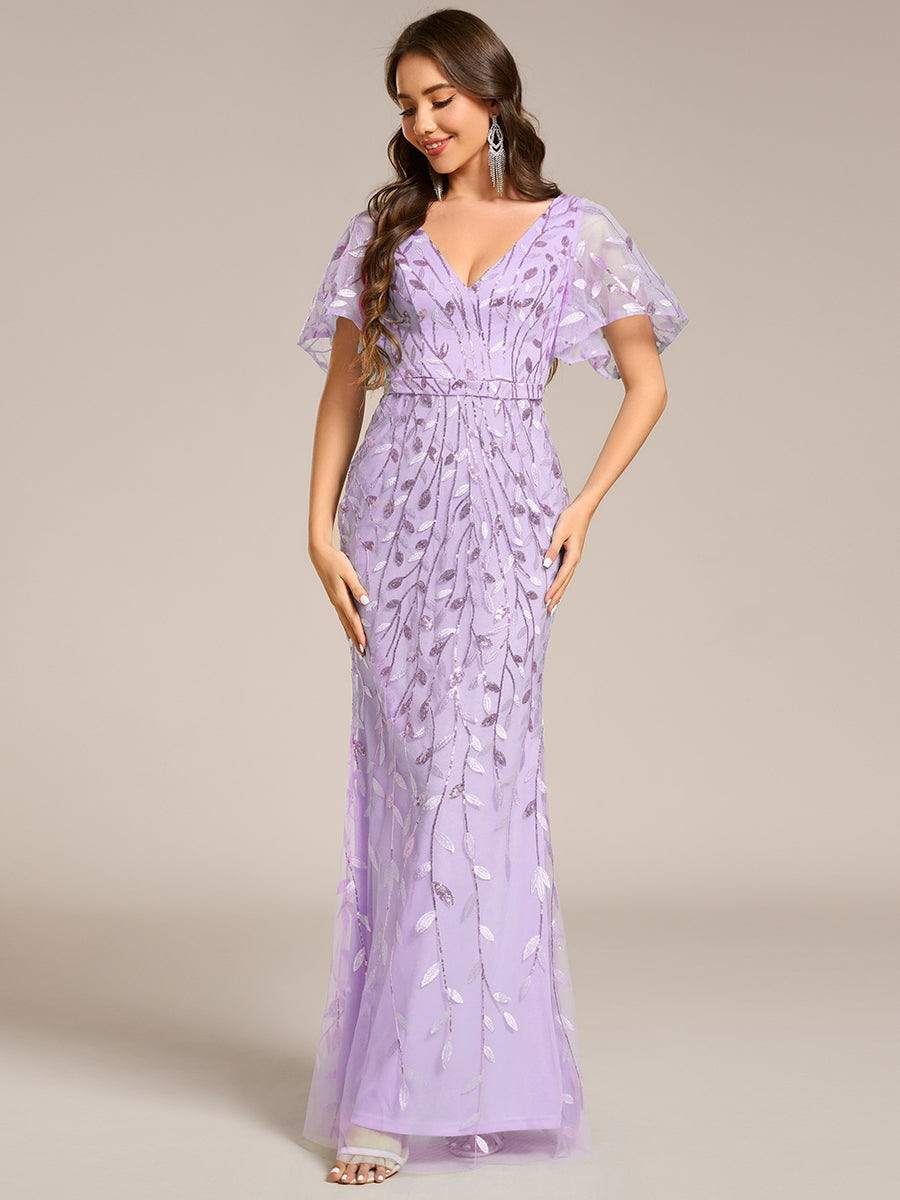 ever DIONE|Gorgeous V Neck Leaf-Sequined Fishtail Party Dress