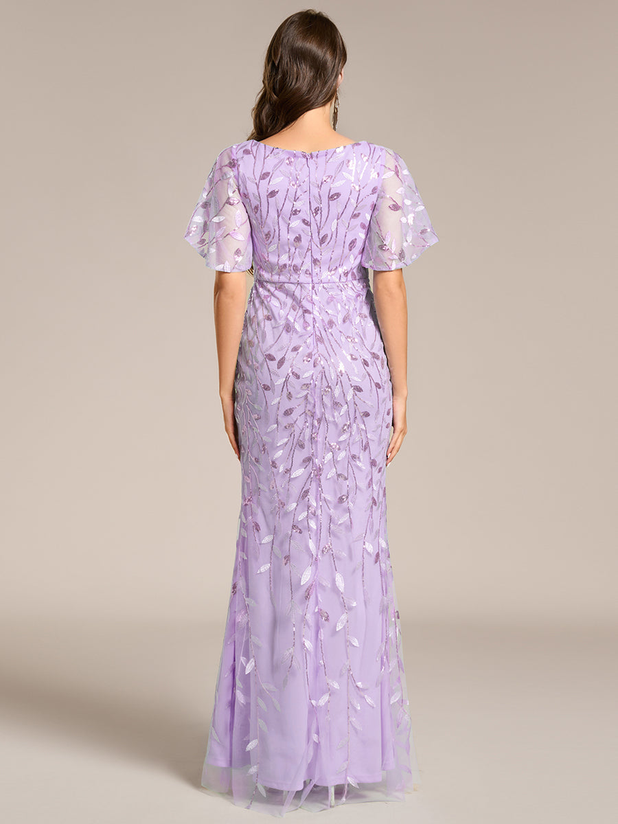 ever DIONE|Gorgeous V Neck Leaf-Sequined Fishtail Party Dress