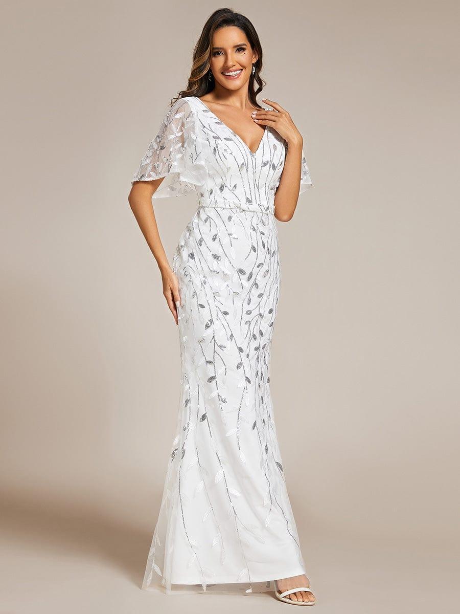 ever DIONE|Gorgeous V Neck Leaf-Sequined Fishtail Party Dress