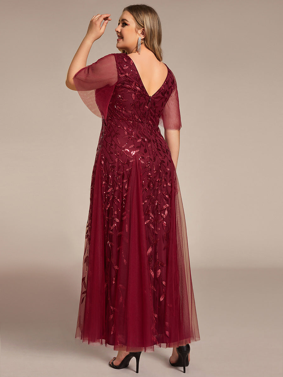 ever ASTRAL|Shimmery Ruffle Sleeves Maxi Sequin Evening Dress