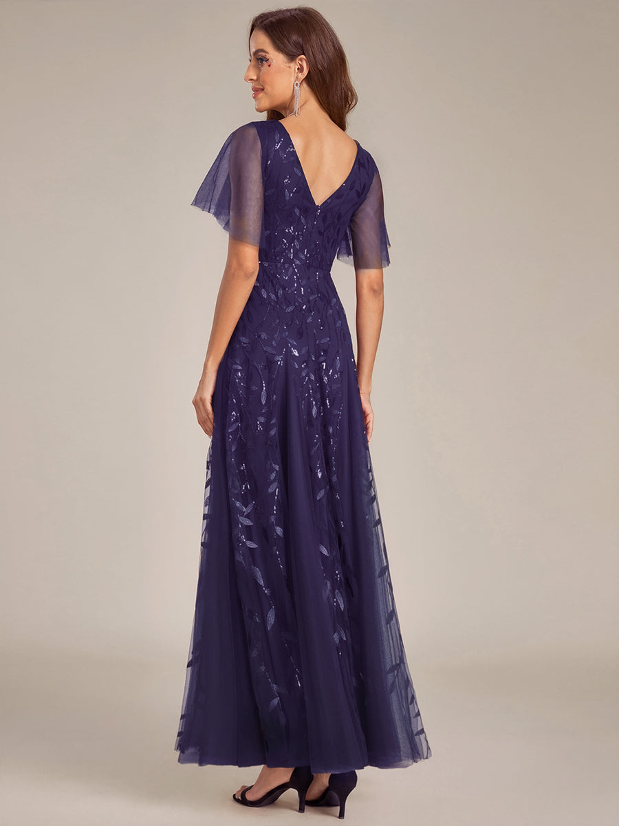 ever ASTRAL|Shimmery Ruffle Sleeves Maxi Sequin Evening Dress