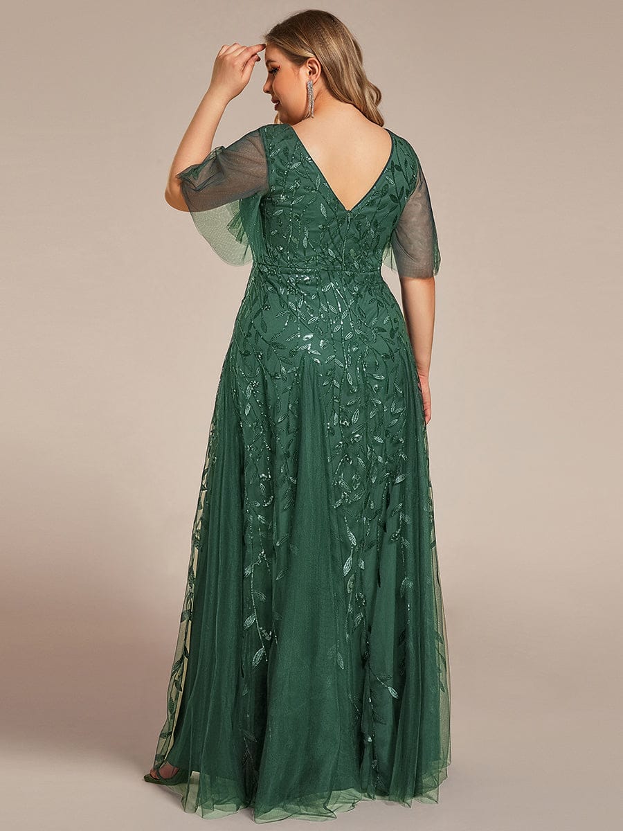 ever ASTRAL|Ruffle Sleeves Leaf Sequin Maxi Bridesmaid Dress
