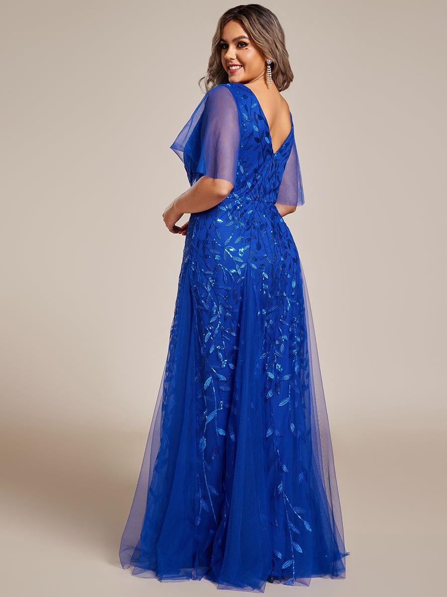 ever ASTRAL|Ruffle Sleeves Leaf Sequin Maxi Bridesmaid Dress