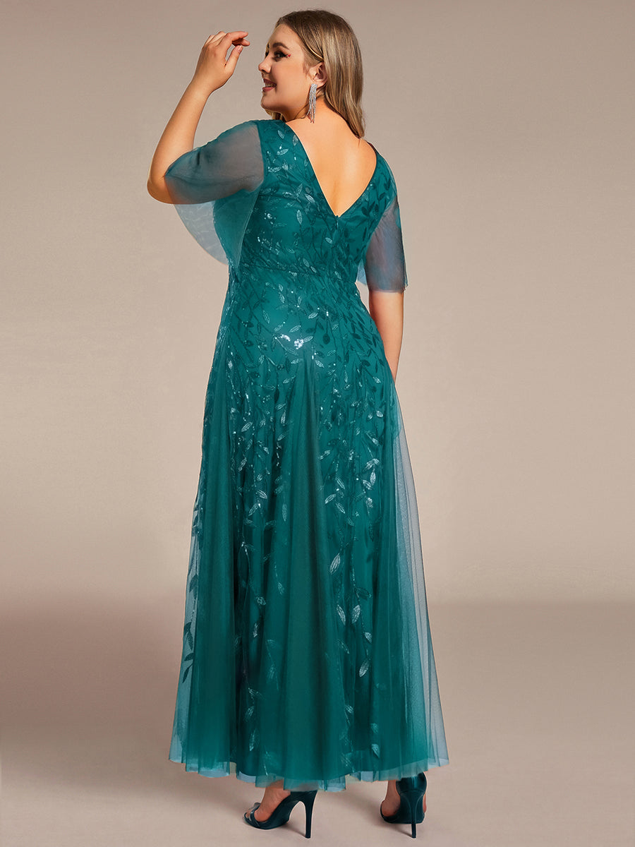 ever ASTRAL|Shimmery Ruffle Sleeves Maxi Sequin Evening Dress