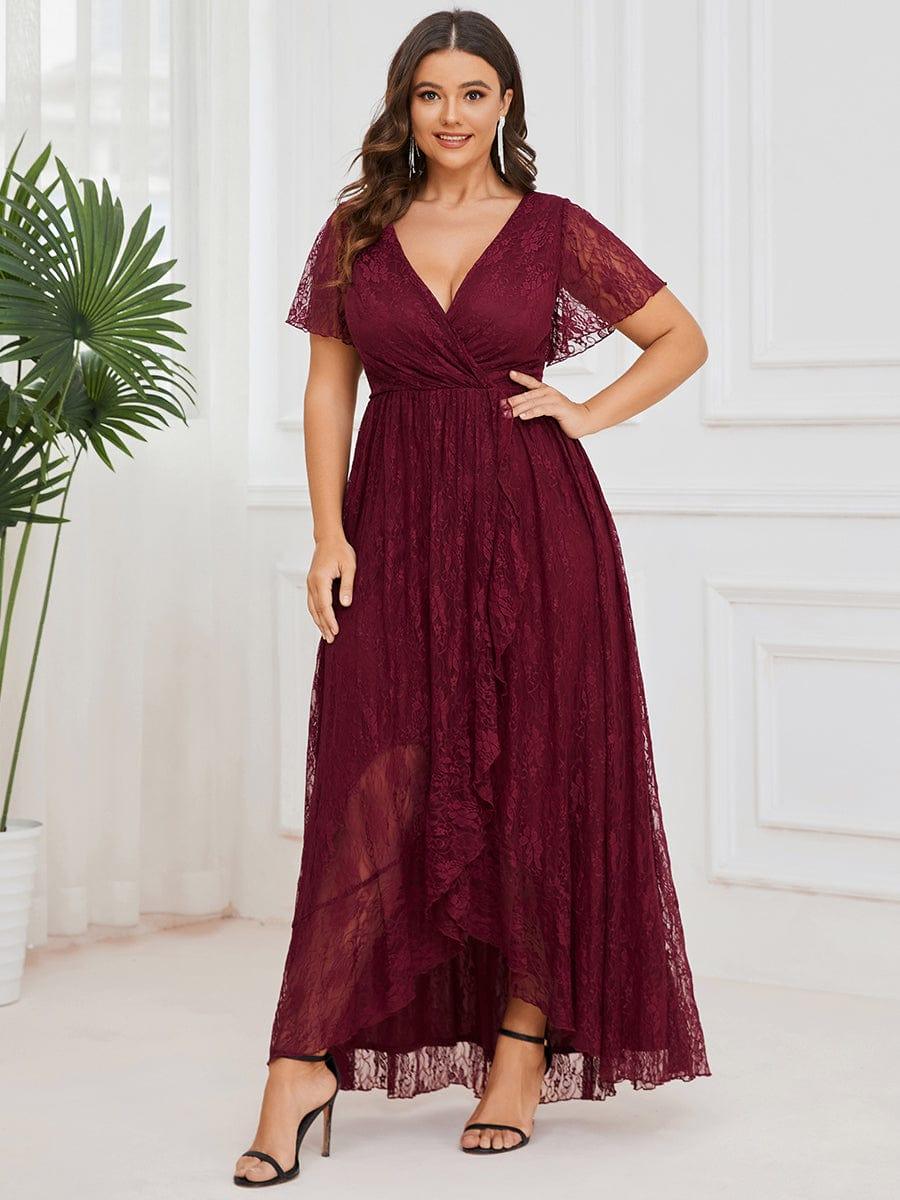 ever ELISE|Short Sleeve Ruffled Lace Mother of the Bride Dress