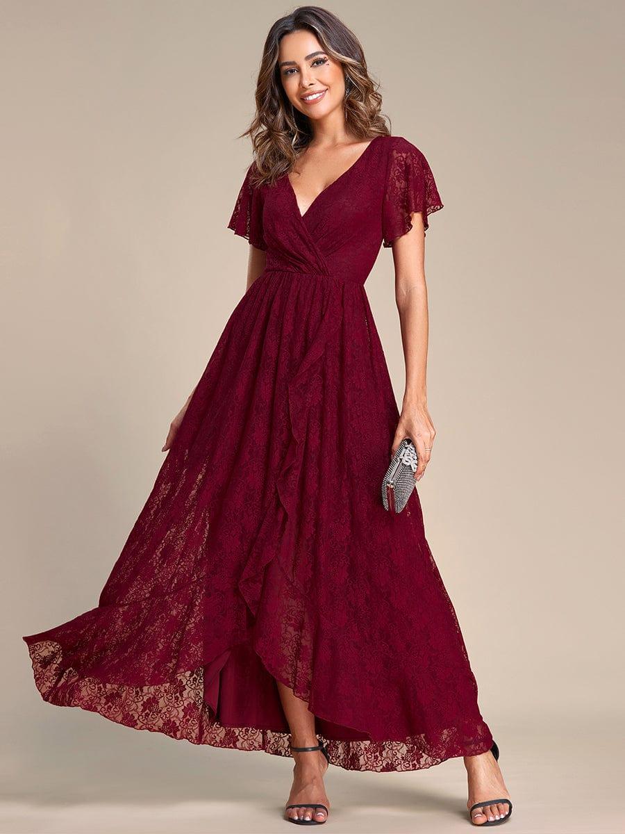 ever ELISE|Short Sleeve Ruffled Lace Mother of the Bride Dress