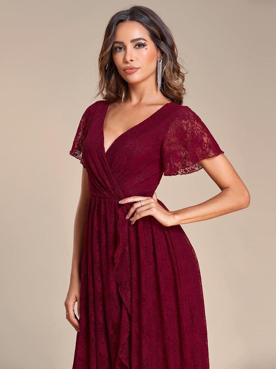ever ELISE|Short Sleeve Ruffled Lace Mother of the Bride Dress