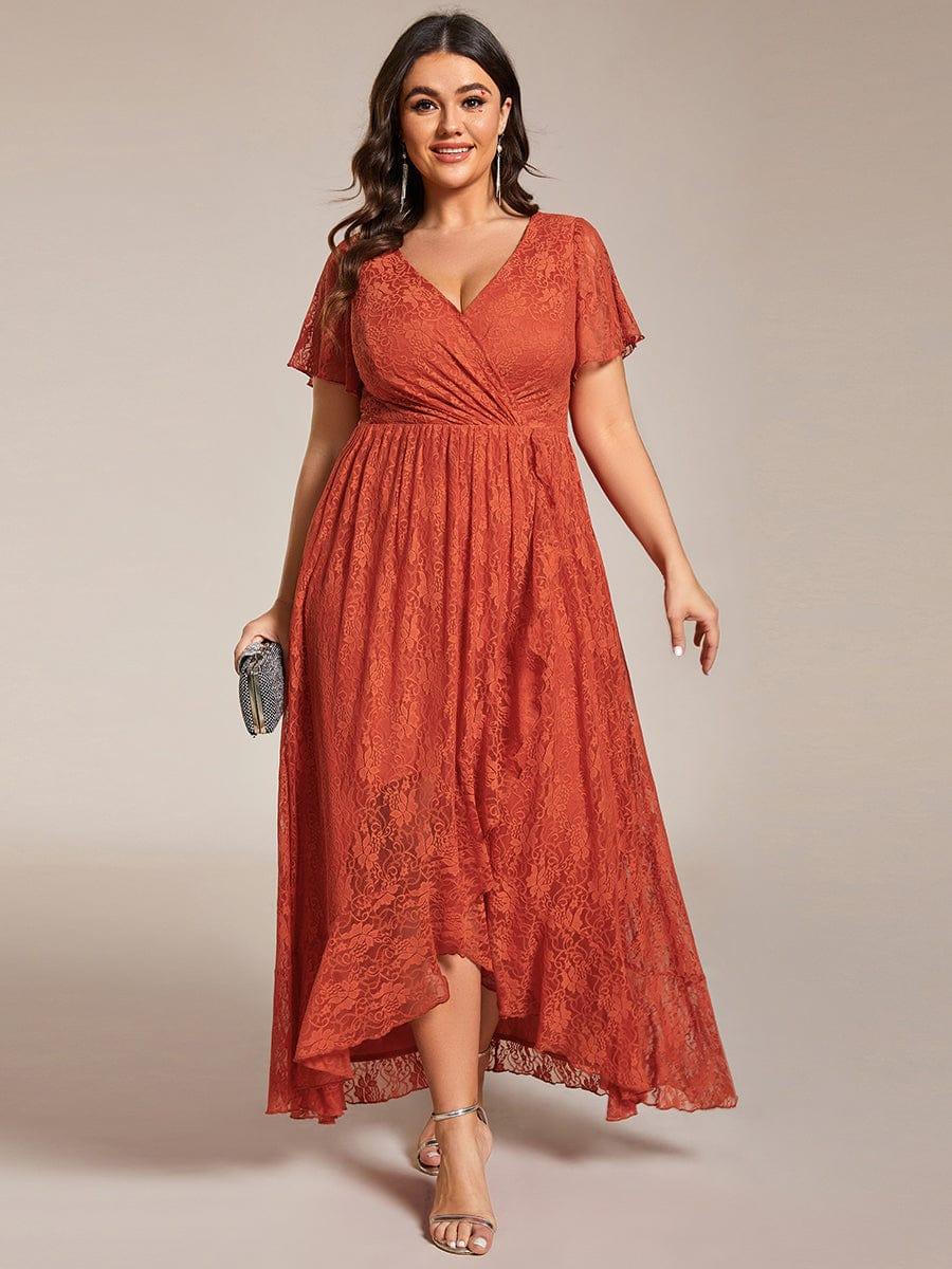 ever ELISE|Short Sleeve Ruffled Lace Mother of the Bride Dress