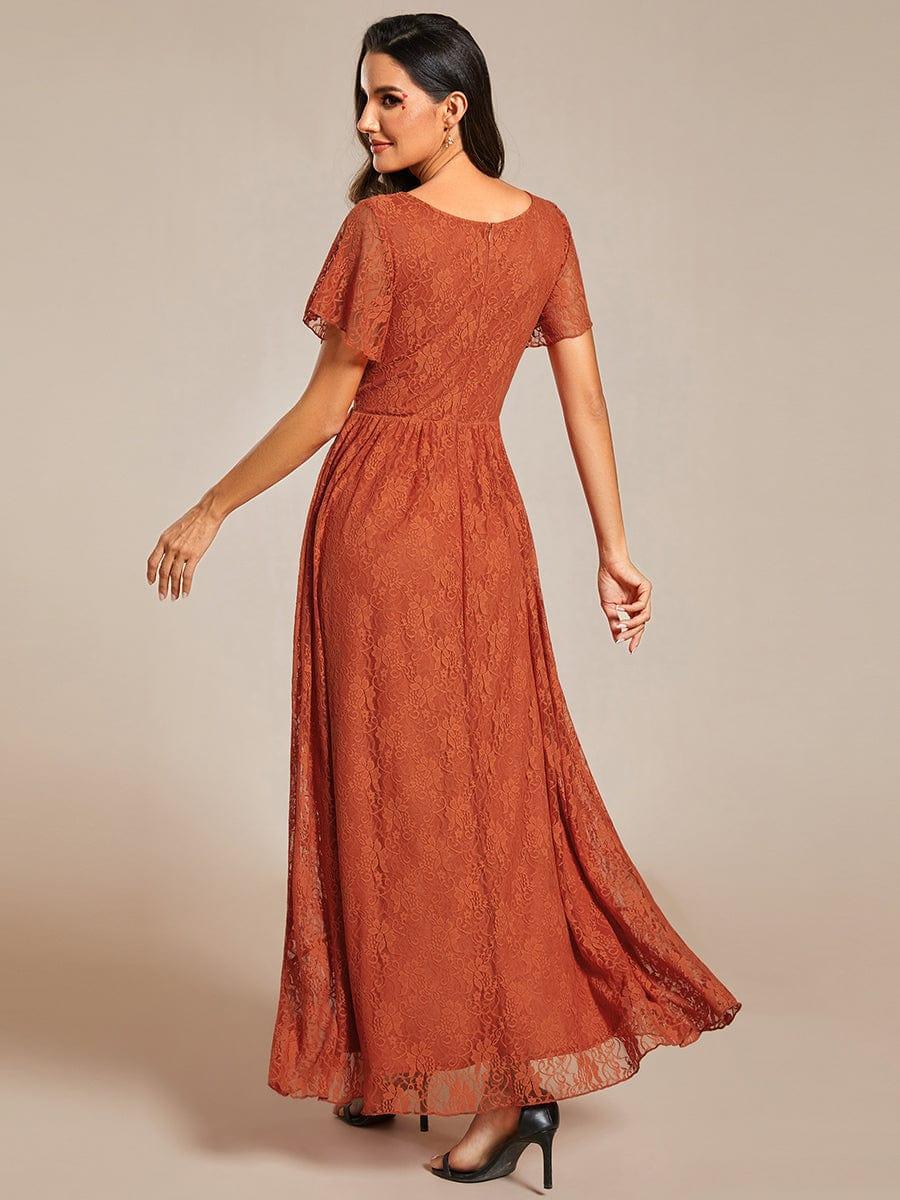 ever ELISE|Pleated V-Neck Lace Formal Evening Dress