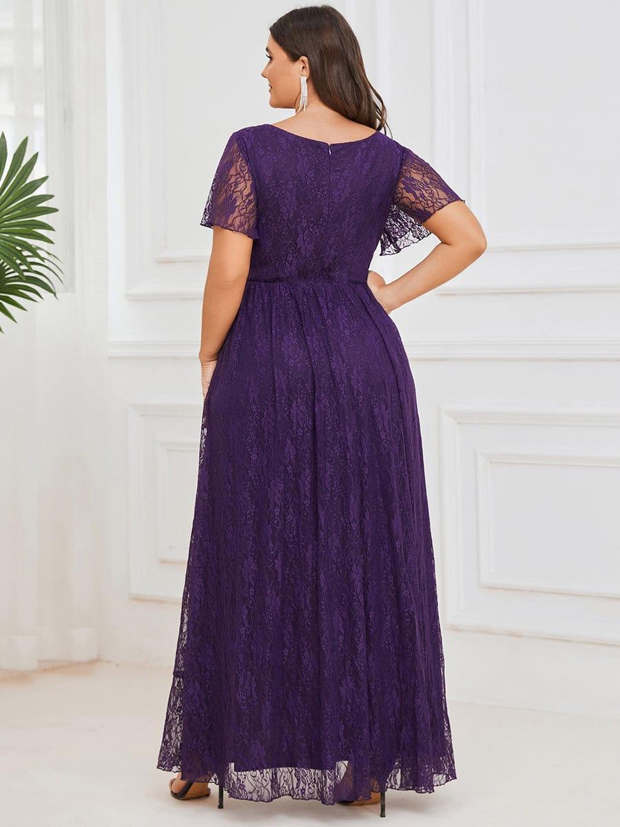 ever ELISE|Short Sleeve Ruffled Lace Mother of the Bride Dress