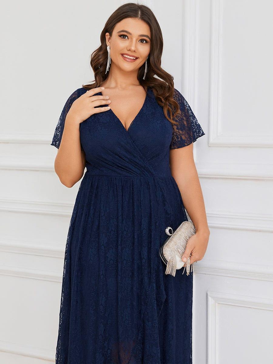ever ELISE|Short Sleeve Ruffled Lace Mother of the Bride Dress