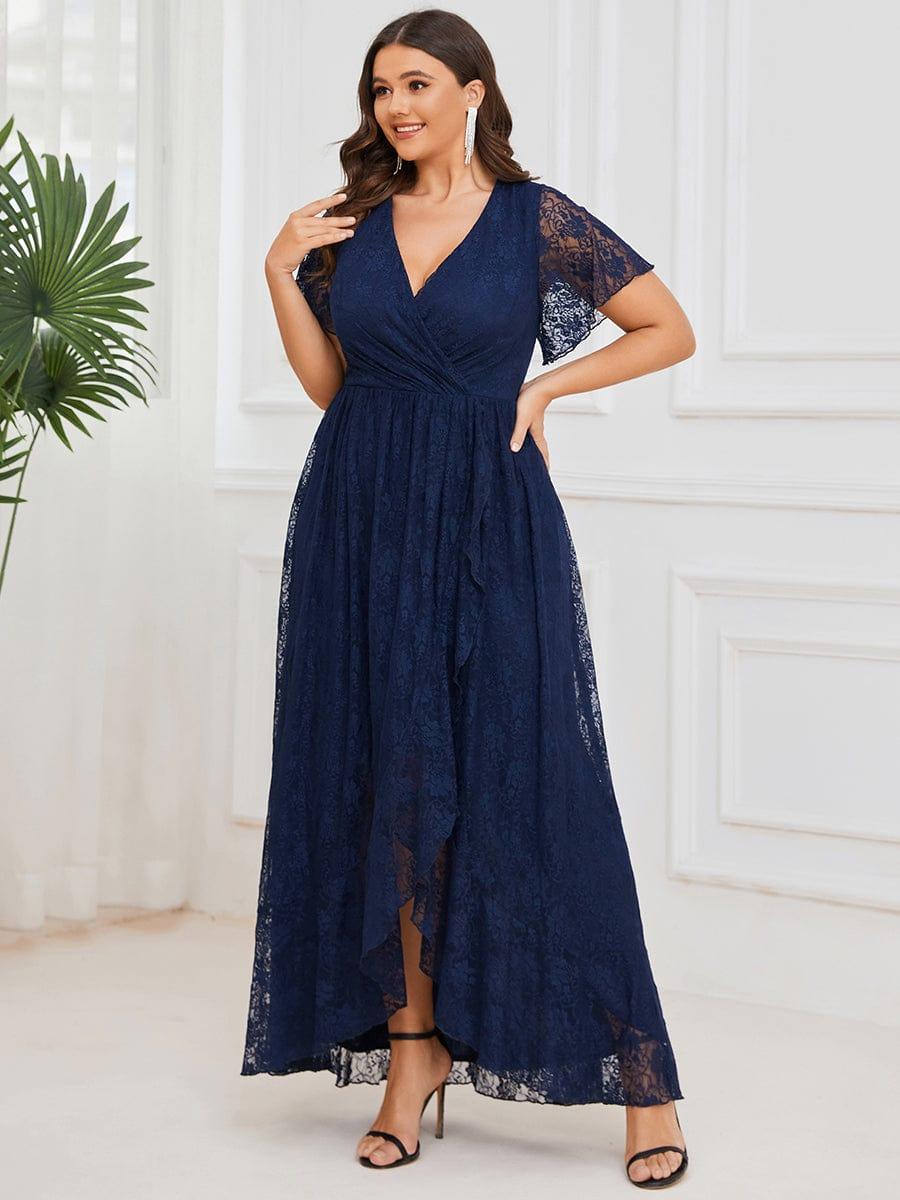 ever ELISE|Short Sleeve Ruffled Lace Mother of the Bride Dress
