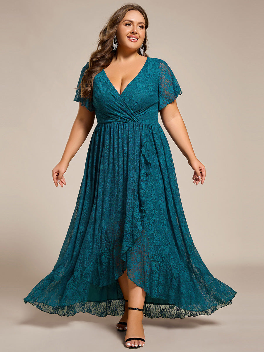 ever ELISE|Short Sleeve Ruffled Lace Mother of the Bride Dress