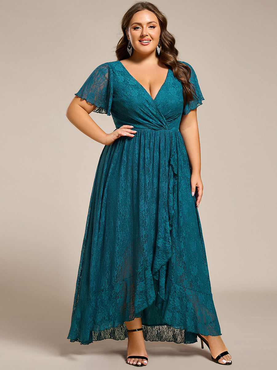 ever ELISE|Short Sleeve Ruffled Lace Mother of the Bride Dress