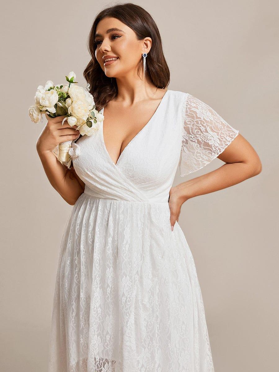ever ELISE|Short Sleeve Ruffled Lace Mother of the Bride Dress
