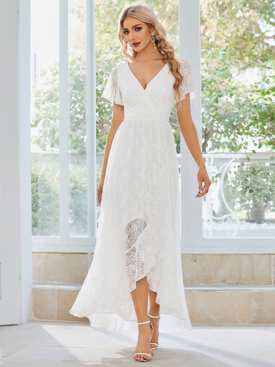 ever ELISE|Short Sleeve Ruffled Lace Mother of the Bride Dress
