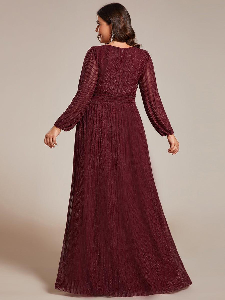 ever BRYM|Glittery Empire Waist Long Lantern Sleeves A-Line Evening Dress