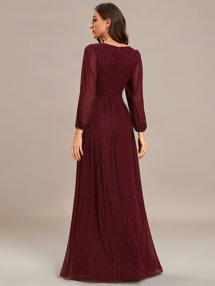 ever BRYM|Sequin Long Lantern Sleeves Maxi Wedding Guest Dress