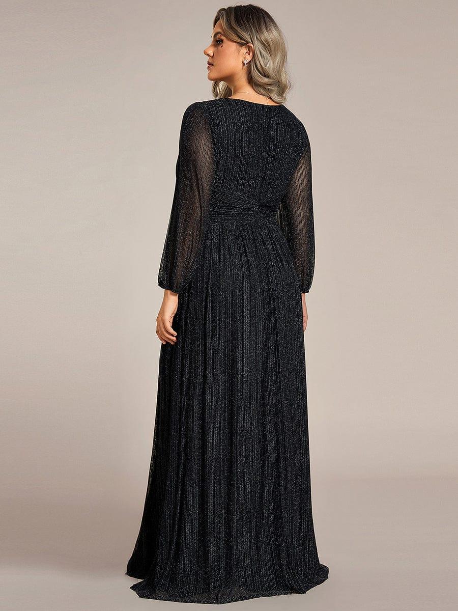 ever BRYM|Sequin Long Lantern Sleeves Maxi Wedding Guest Dress