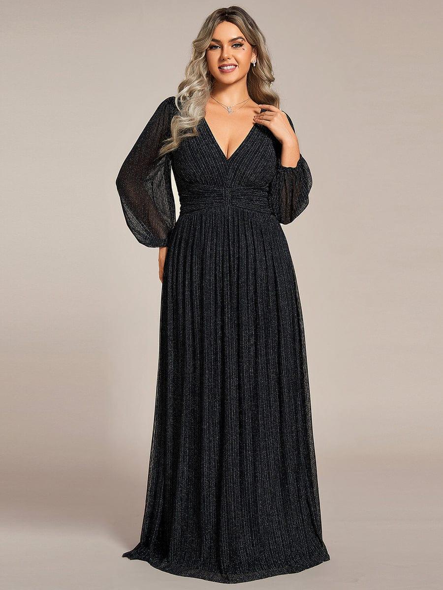 ever BRYM|Sequin Long Lantern Sleeves Maxi Wedding Guest Dress