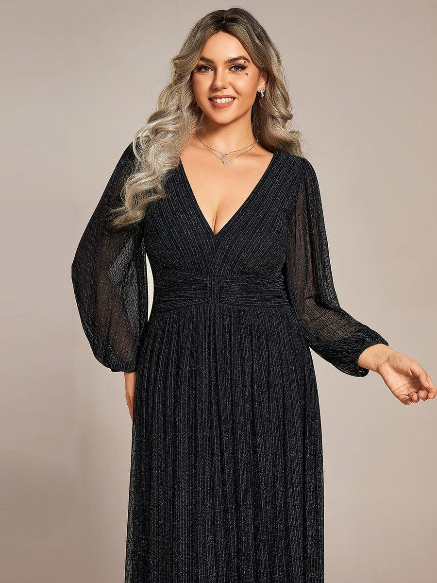 ever BRYM|Glittery Empire Waist Long Lantern Sleeves A-Line Evening Dress