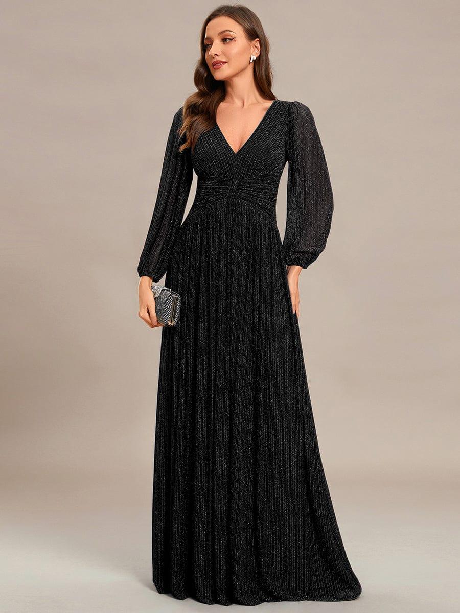 ever BRYM|Sequin Long Lantern Sleeves Maxi Wedding Guest Dress