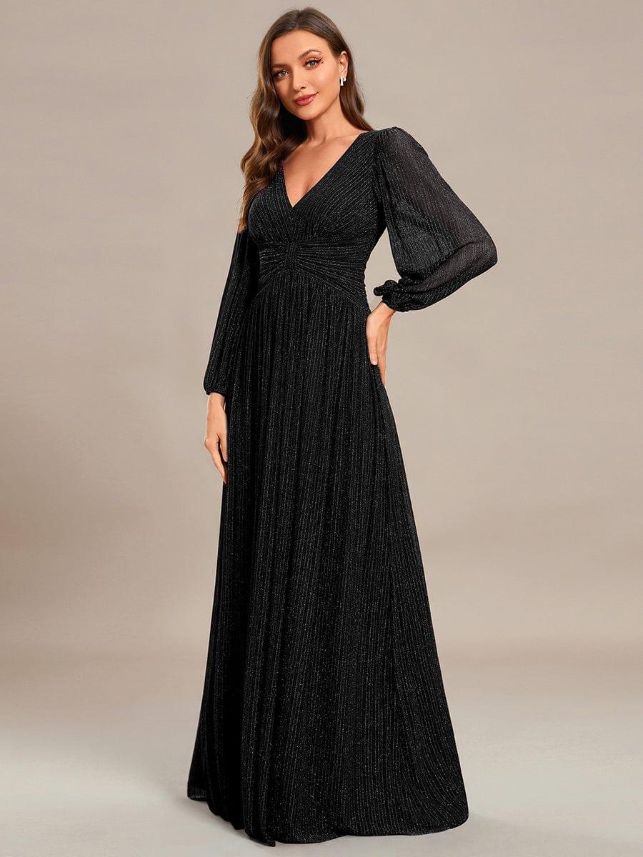 ever BRYM|Sequin Long Lantern Sleeves Maxi Wedding Guest Dress