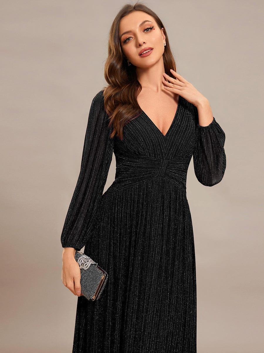 ever BRYM|Sequin Long Lantern Sleeves Maxi Wedding Guest Dress