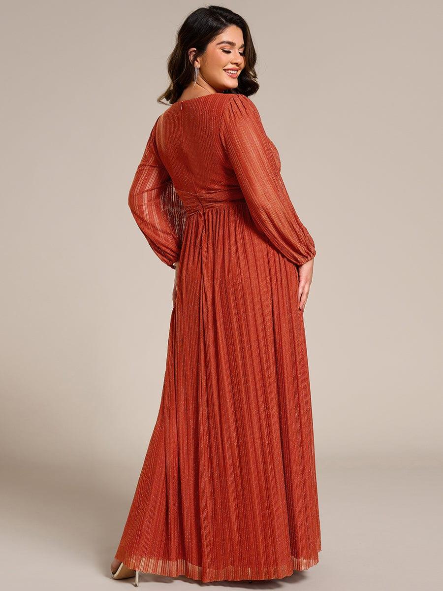 ever BRYM|Glittery Empire Waist Long Lantern Sleeves A-Line Evening Dress