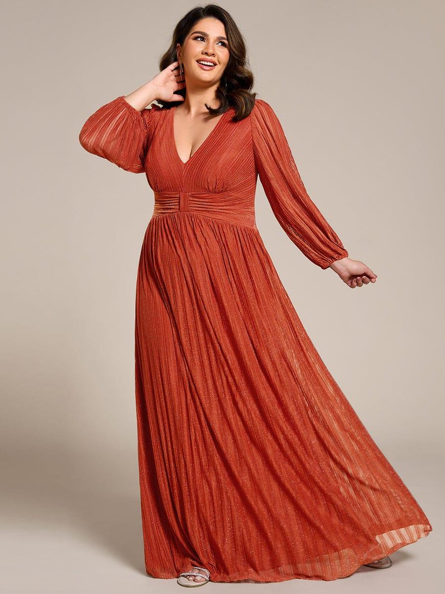 ever BRYM|Glittery Empire Waist Long Lantern Sleeves A-Line Evening Dress