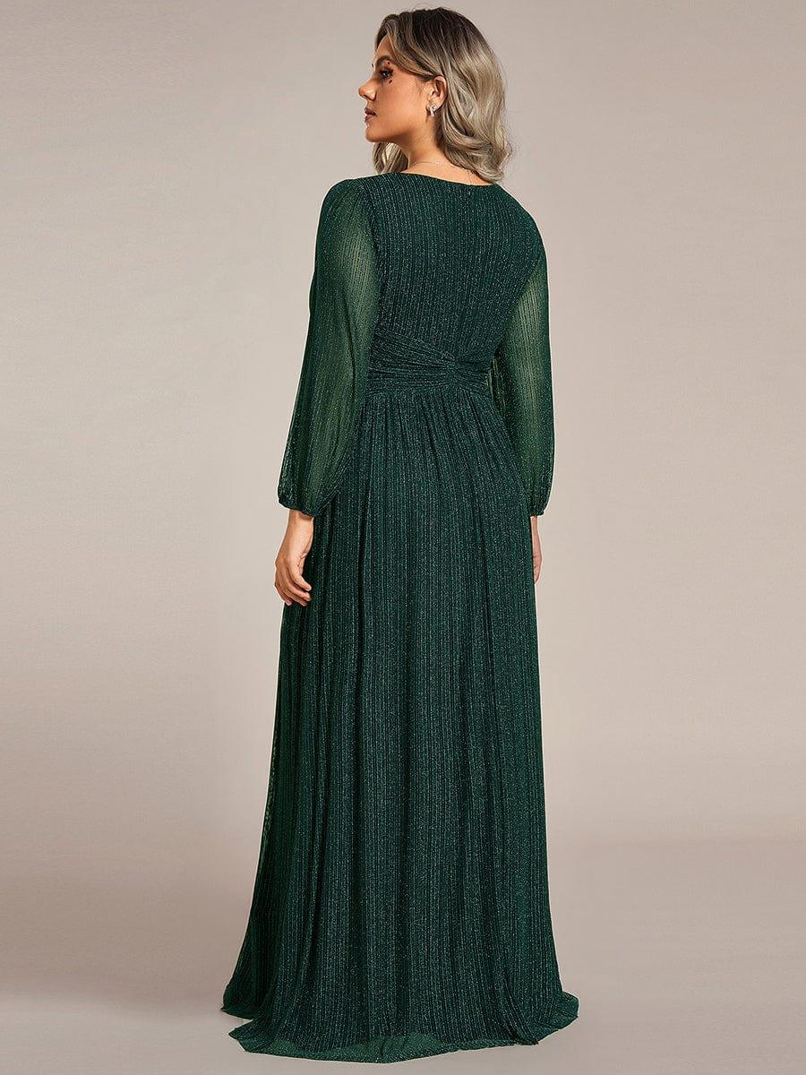 ever BRYM|Glittery Empire Waist Long Lantern Sleeves A-Line Evening Dress