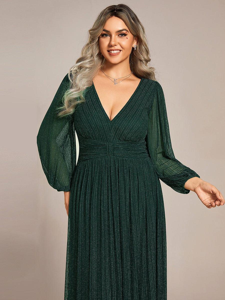 ever BRYM|Sequin Long Lantern Sleeves Maxi Wedding Guest Dress