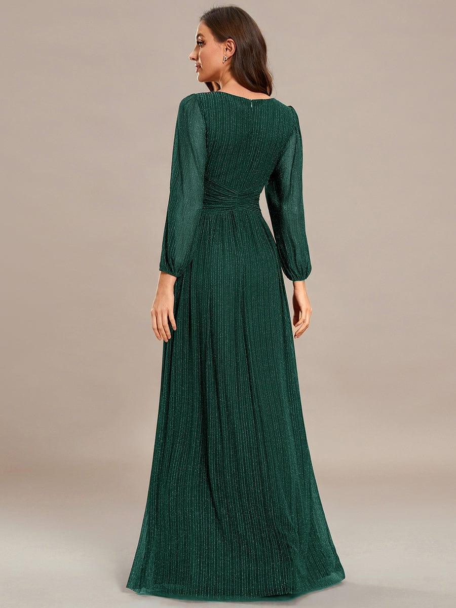 ever BRYM|Sequin Long Lantern Sleeves Maxi Wedding Guest Dress