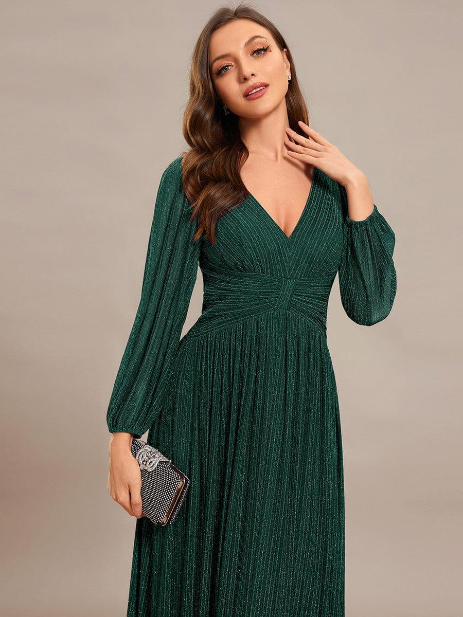 ever BRYM|Sequin Long Lantern Sleeves Maxi Wedding Guest Dress