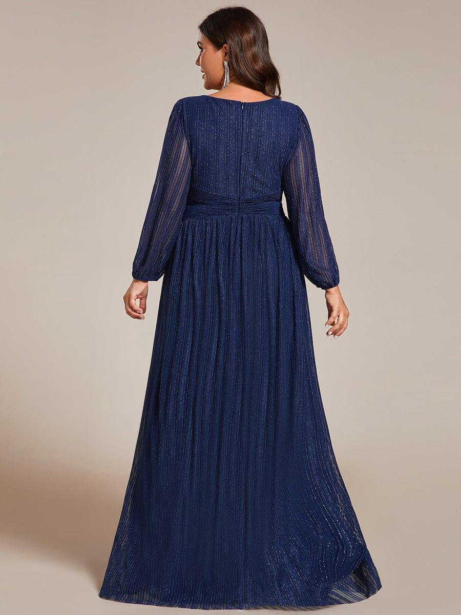 ever BRYM|Glittery Empire Waist Long Lantern Sleeves A-Line Evening Dress