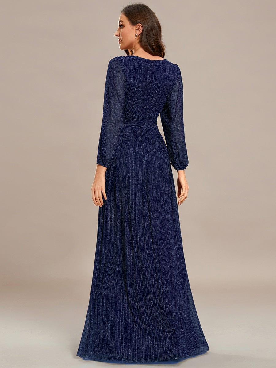 ever BRYM|Sequin Long Lantern Sleeves Maxi Wedding Guest Dress