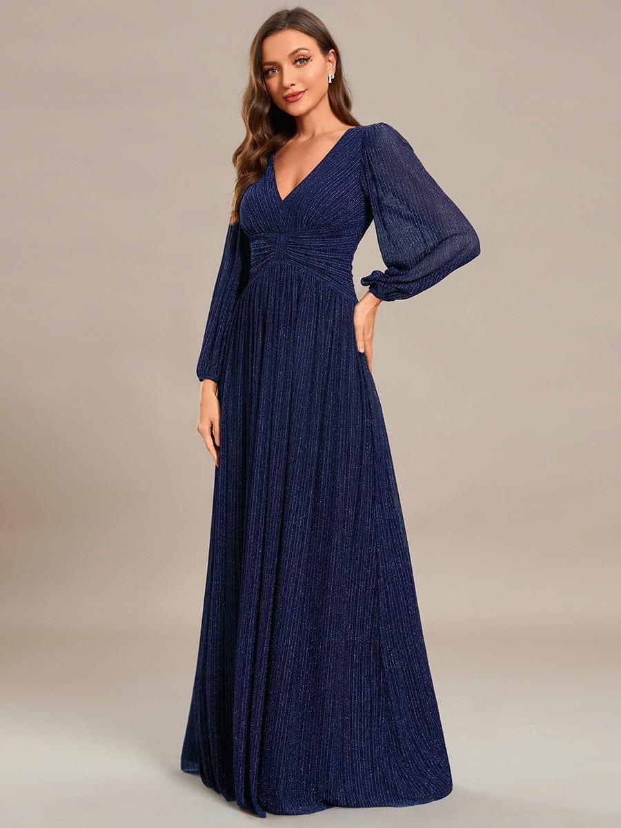 ever BRYM|Sequin Long Lantern Sleeves Maxi Wedding Guest Dress