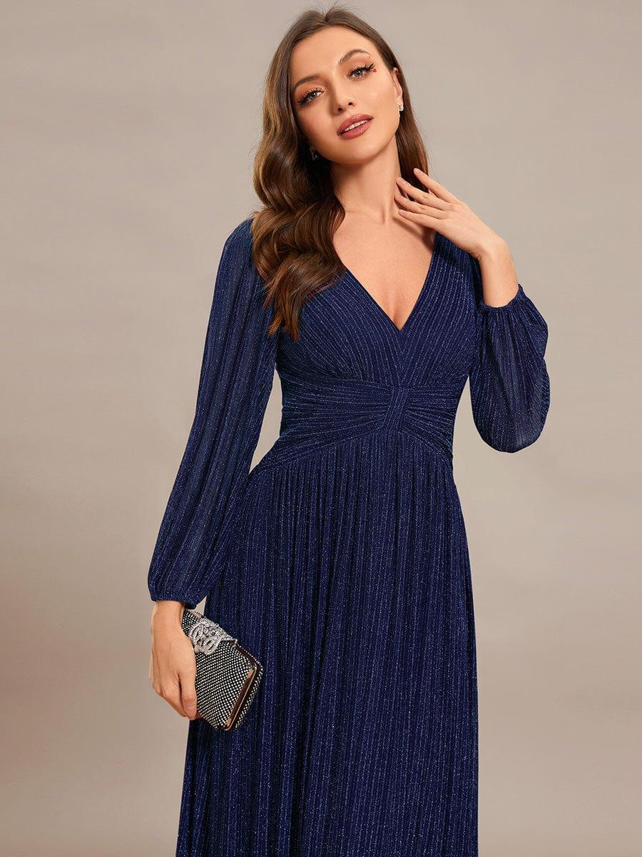 ever BRYM|Sequin Long Lantern Sleeves Maxi Wedding Guest Dress