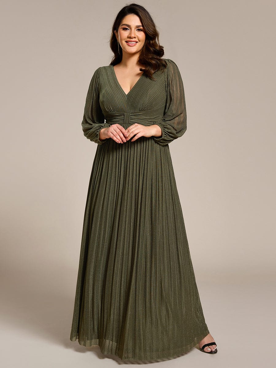 ever BRYM|Sequin Long Lantern Sleeves Maxi Wedding Guest Dress