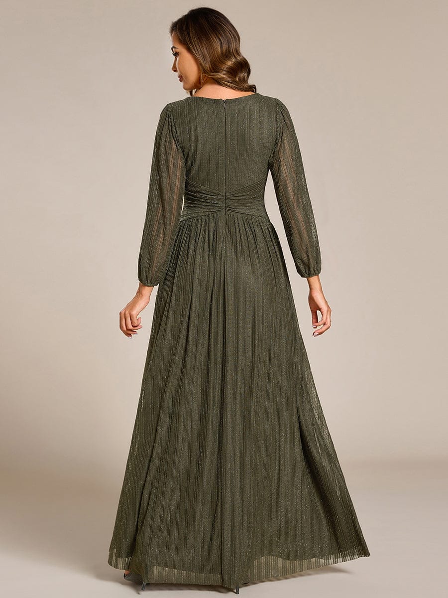 ever BRYM|Sequin Long Lantern Sleeves Maxi Wedding Guest Dress