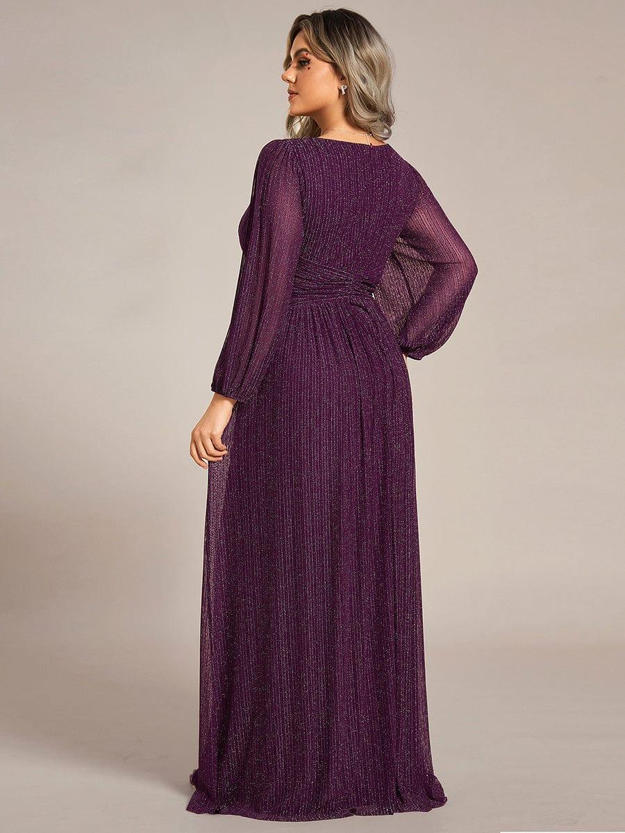 ever BRYM|Glittery Empire Waist Long Lantern Sleeves A-Line Evening Dress