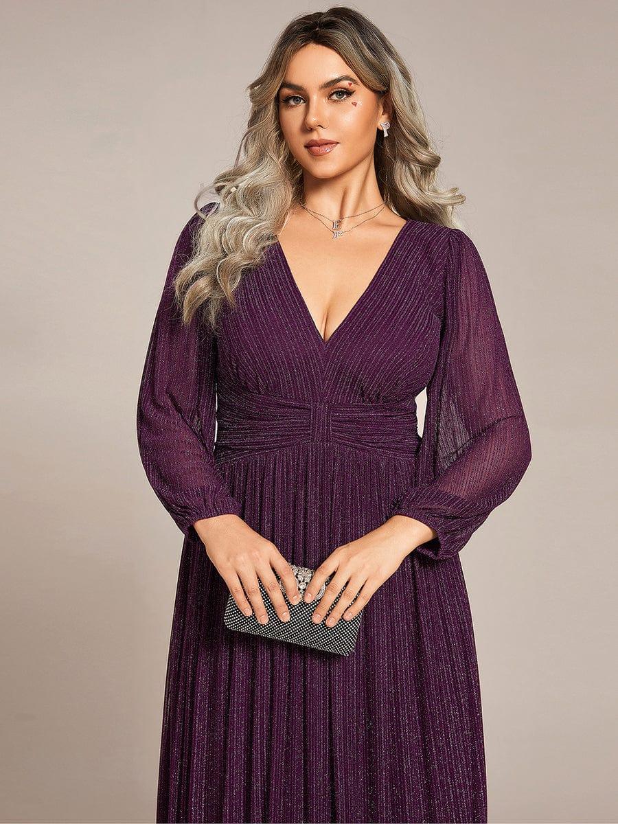 ever BRYM|Sequin Long Lantern Sleeves Maxi Wedding Guest Dress