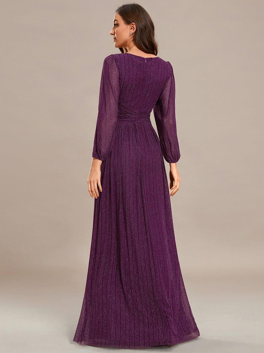 ever BRYM|Sequin Long Lantern Sleeves Maxi Wedding Guest Dress