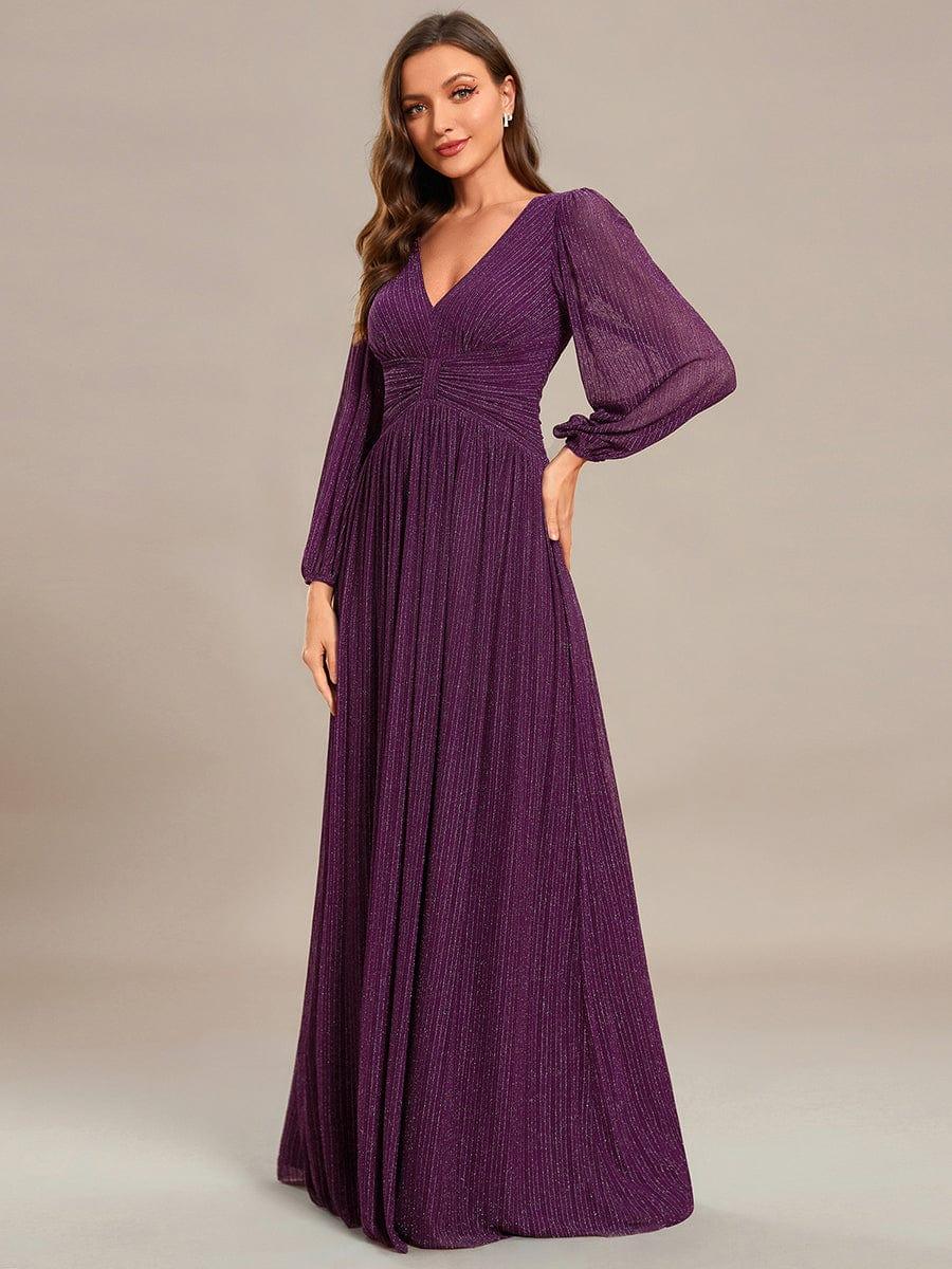 ever BRYM|Sequin Long Lantern Sleeves Maxi Wedding Guest Dress