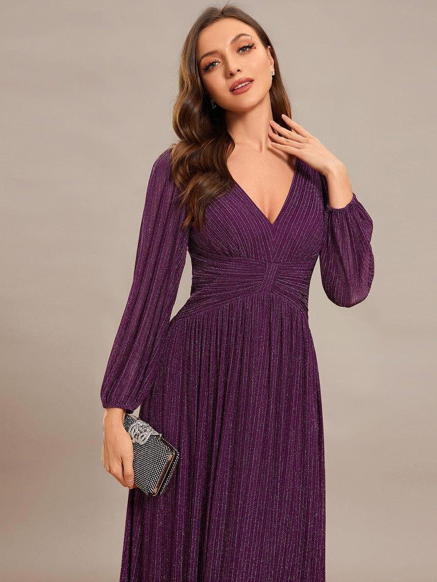 ever BRYM|Sequin Long Lantern Sleeves Maxi Wedding Guest Dress