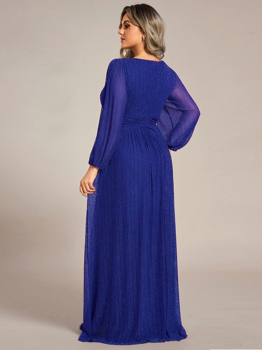 ever BRYM|Glittery Empire Waist Long Lantern Sleeves A-Line Evening Dress