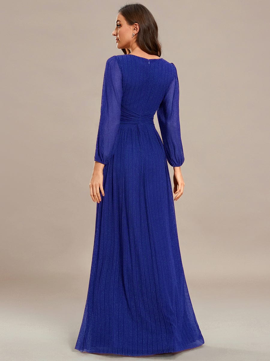 ever BRYM|Glittery Empire Waist Long Lantern Sleeves A-Line Evening Dress